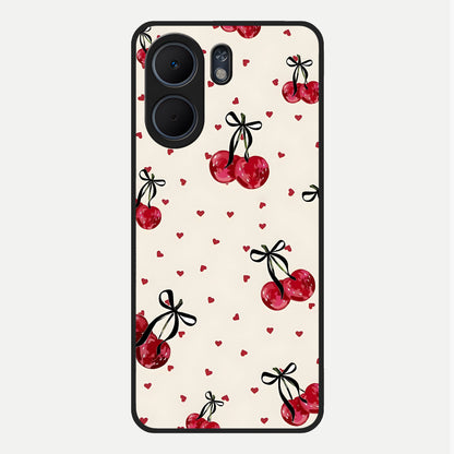  Cherry Heart Bow Glass Case For Oppo A5x 5G back cover – full design glossy printed glass finish