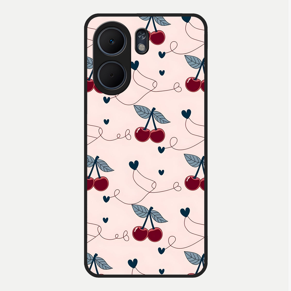  Cherry Heart Line Glass Case For Oppo A5x 5G back cover – full design glossy printed glass finish