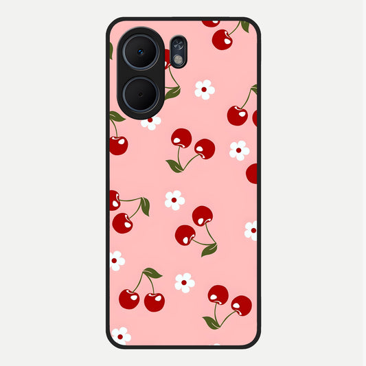  Cherry Love Mood Glass Case For Oppo A5x 5G back cover – full design glossy printed glass finish