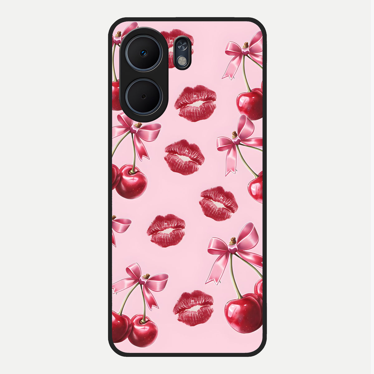  Cherry With Lips Glass Case For Oppo A5x 5G back cover – full design glossy printed glass finish