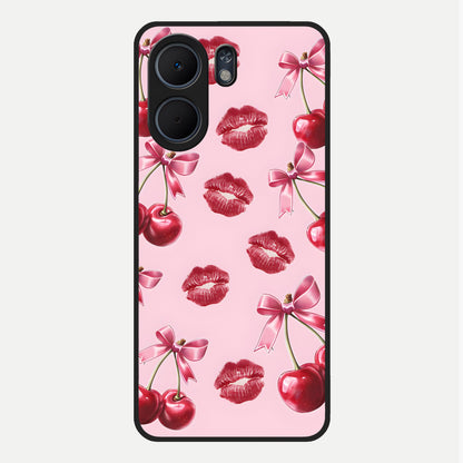  Cherry With Lips Glass Case For Oppo A5x 5G back cover – full design glossy printed glass finish