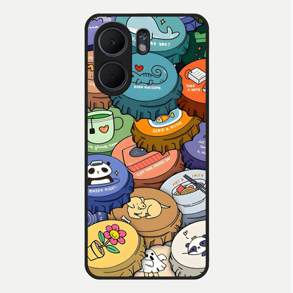 Coins Patterns Glass Case For Oppo A5x 5G back cover – full design glossy printed glass finish