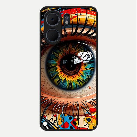  Colorful Eye Glass Case For Oppo A5x 5G back cover – full design glossy printed glass finish