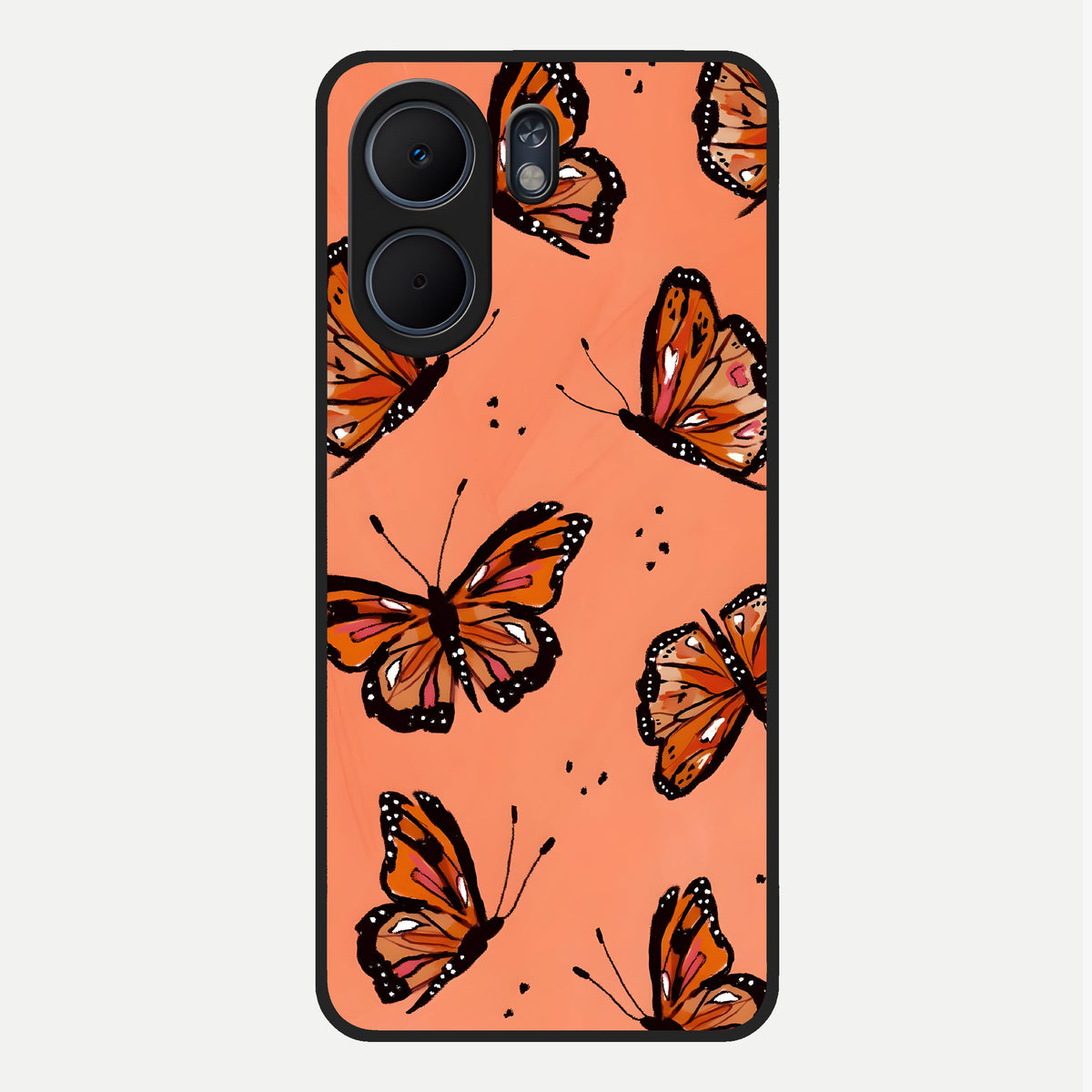  Coral Wing Butterfly Glass Case For Oppo A5x 5G back cover – full design glossy printed glass finish