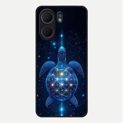  Crimson Blue Turtle Glass Case For Oppo A5x 5G back cover – full design glossy printed glass finish