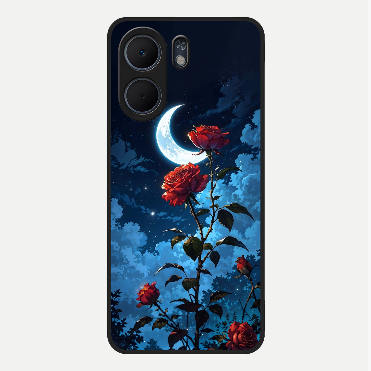  Crimson Rose Moon Glass Case For Oppo A5x 5G back cover – full design glossy printed glass finish