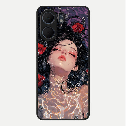  Crimson Rose Serenity Glass Case For Oppo A5x 5G back cover – full design glossy printed glass finish