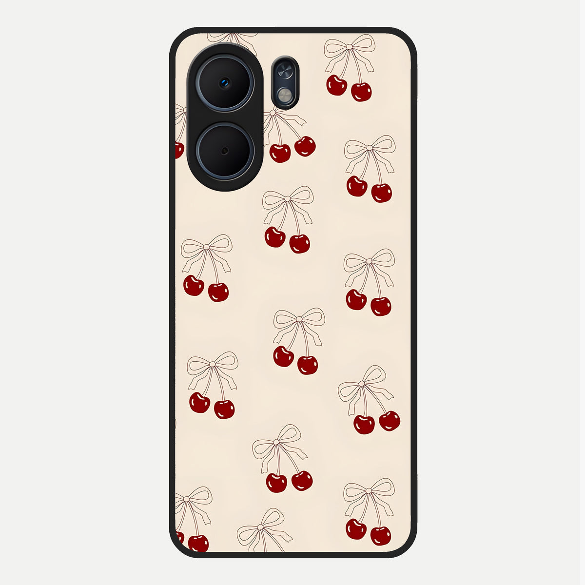  Cute Cherry Pattern Glass Case For Oppo A5x 5G back cover – full design glossy printed glass finish