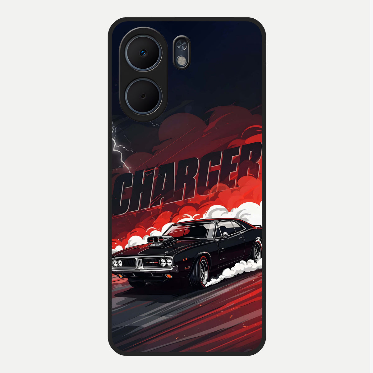  Dark Charger Fury Glass Case For Oppo A5x 5G back cover – full design glossy printed glass finish