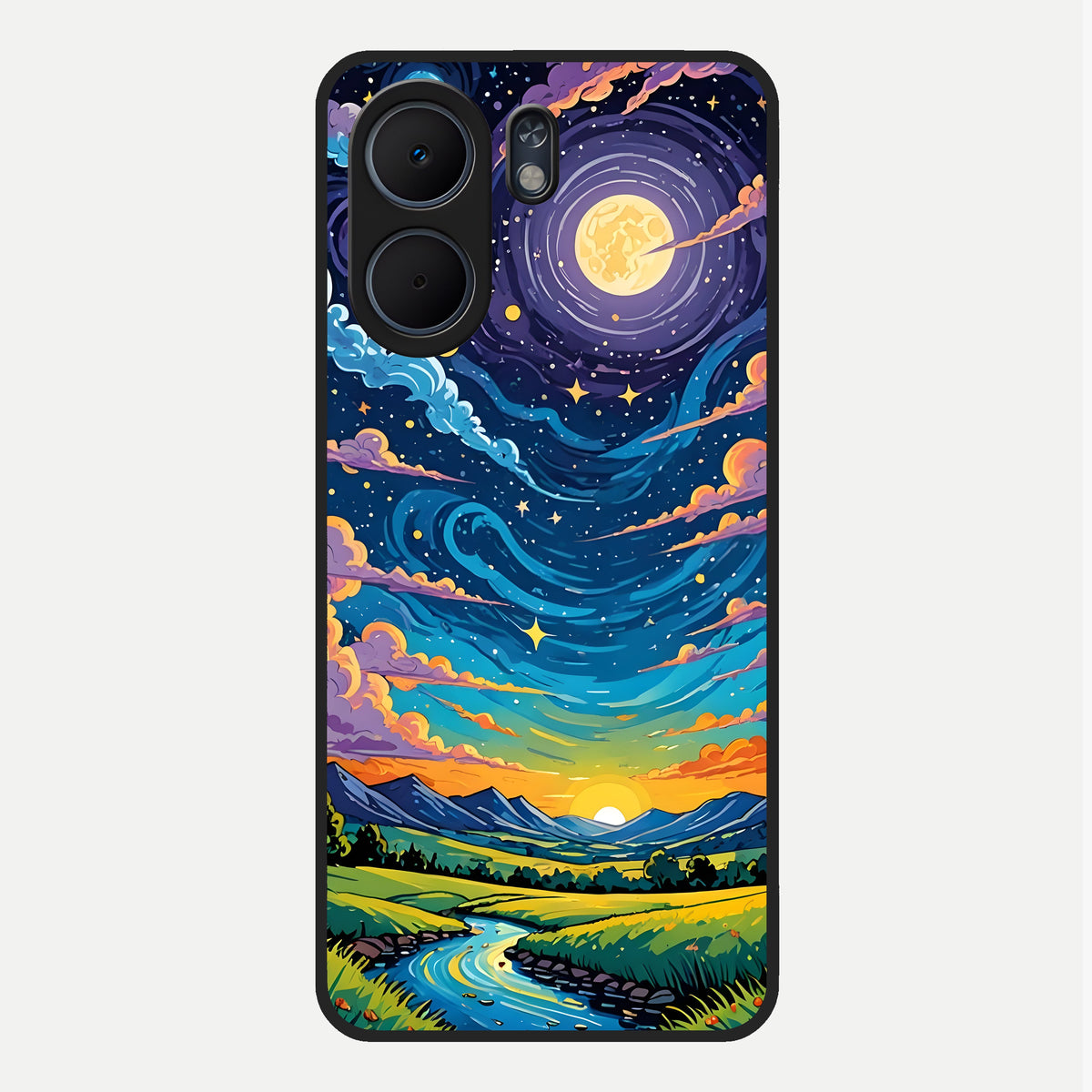  Dreamy Night Landscape Glass Case For Oppo A5x 5G back cover – full design glossy printed glass finish