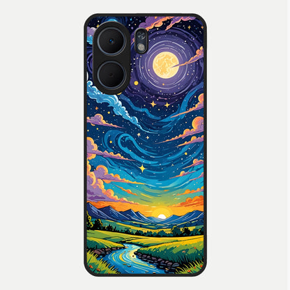  Dreamy Night Landscape Glass Case For Oppo A5x 5G back cover – full design glossy printed glass finish