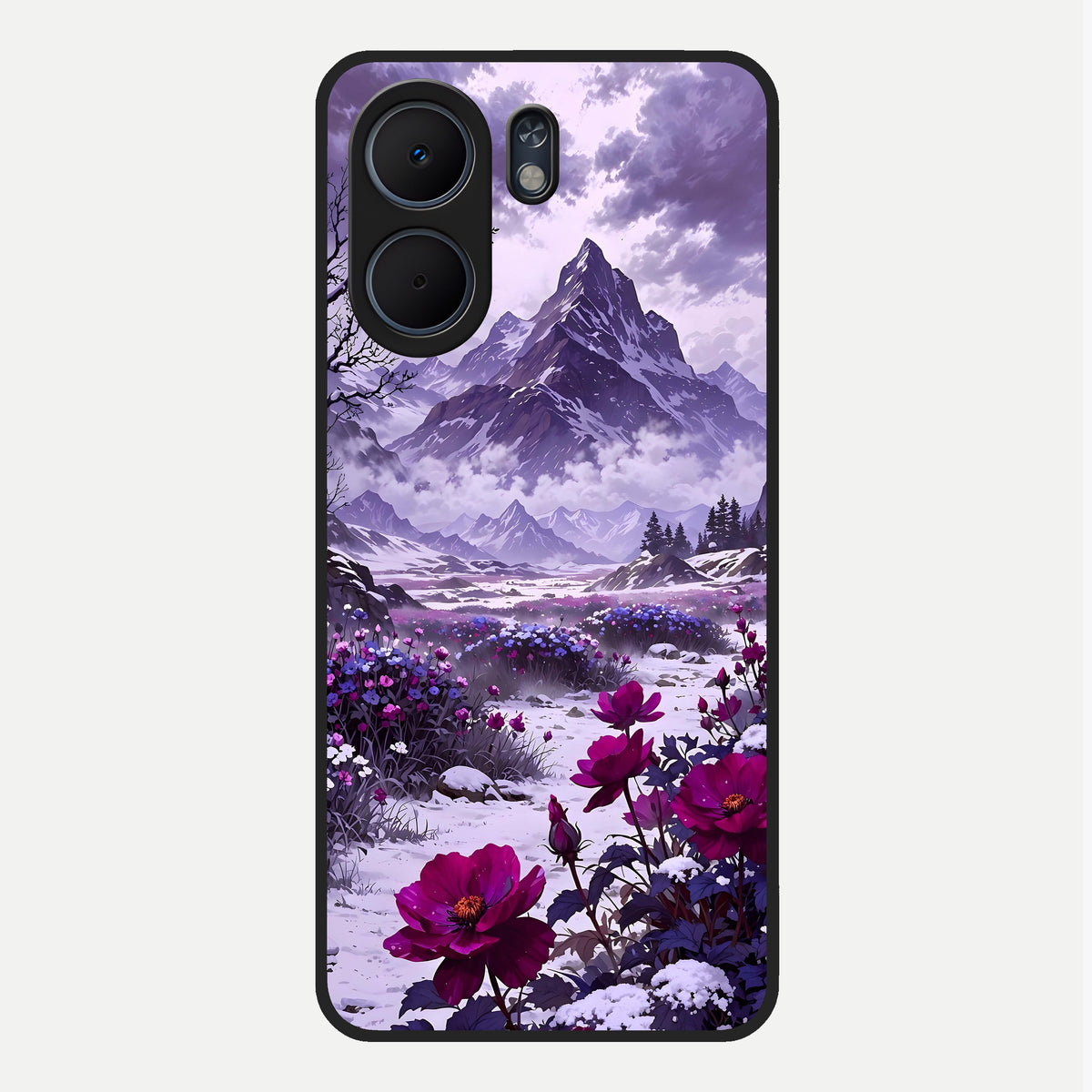  Flower Mountain View Glass Case For Oppo A5x 5G back cover – full design glossy printed glass finish