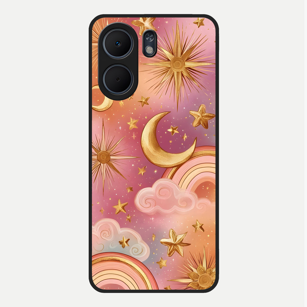  Golden Celestial Dreams Glass Case For Oppo A5x 5G back cover – full design glossy printed glass finish
