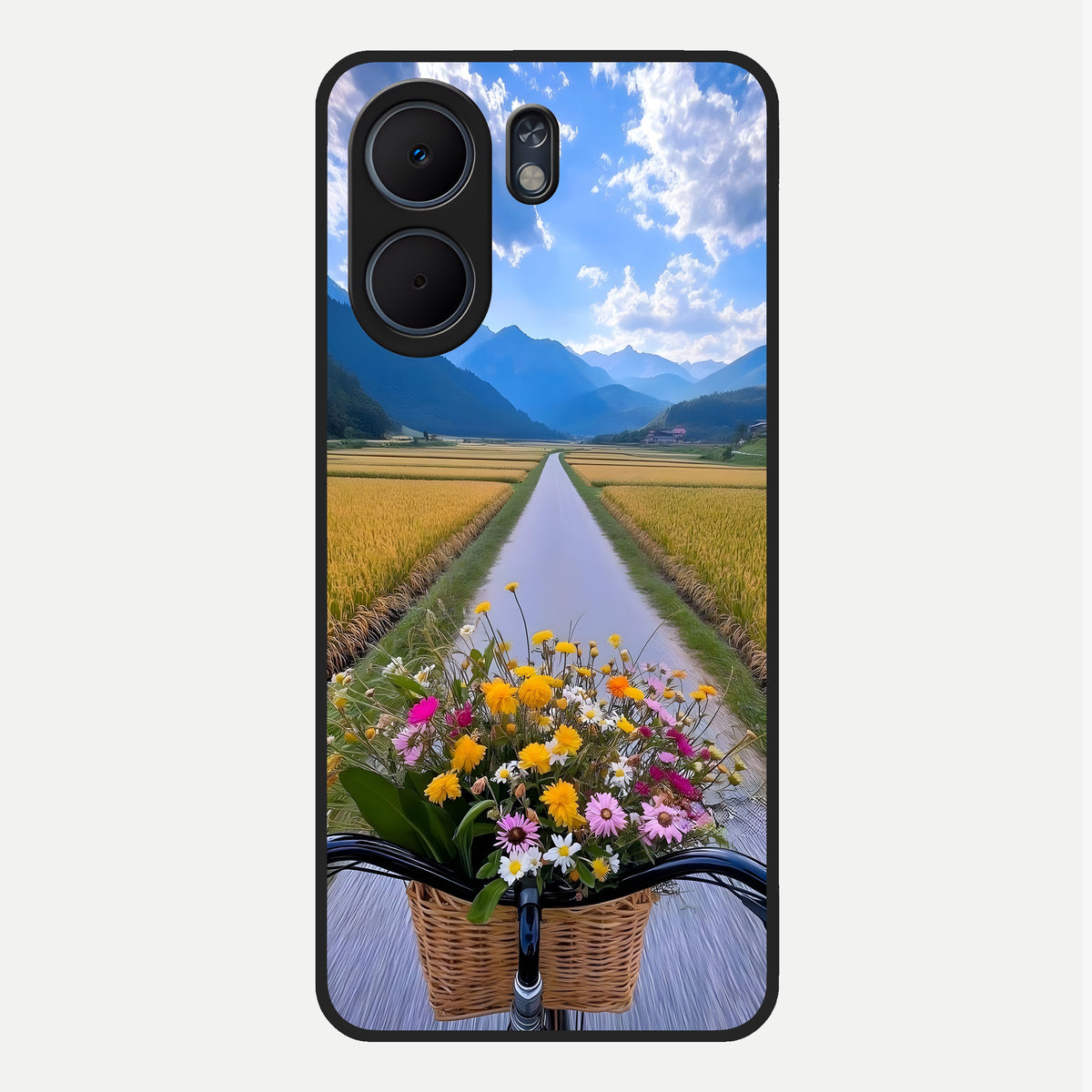  Golden Field Journey Glass Case For Oppo A5x 5G back cover – full design glossy printed glass finish
