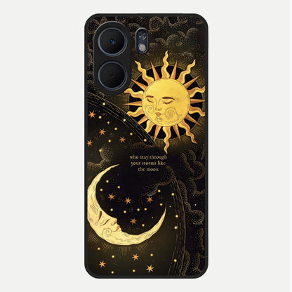  Golden Lunar Love Glass Case For Oppo A5x 5G back cover – full design glossy printed glass finish