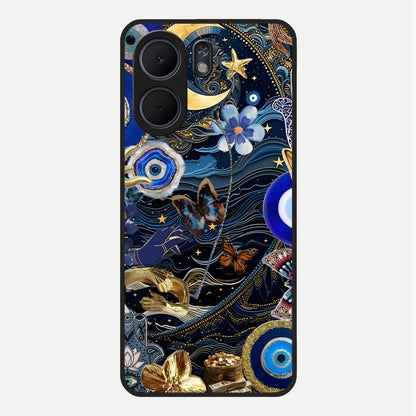  Golden Moon Magic Glass Case For Oppo A5x 5G back cover – full design glossy printed glass finish