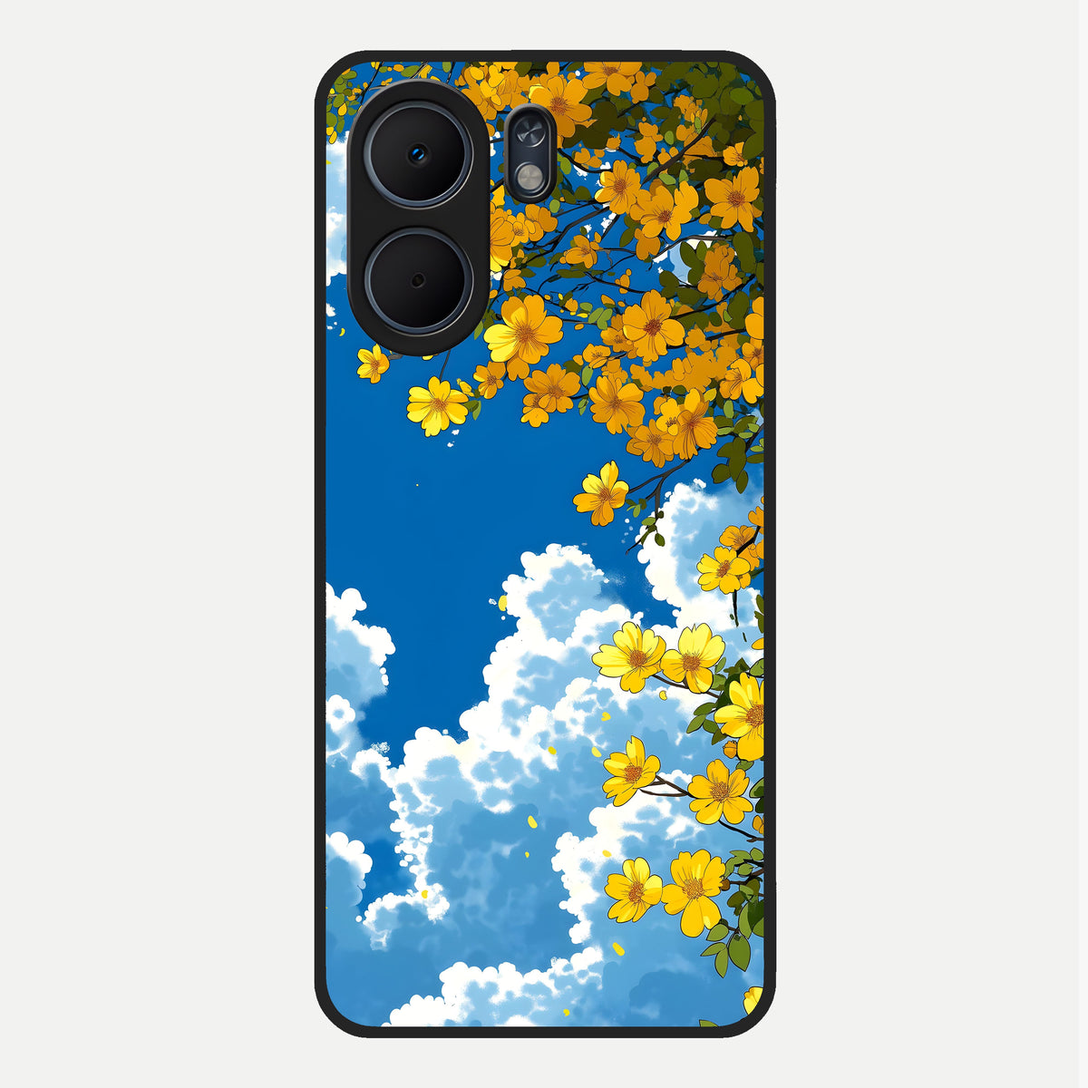  Golden Petal Sky Glass Case For Oppo A5x 5G back cover – full design glossy printed glass finish