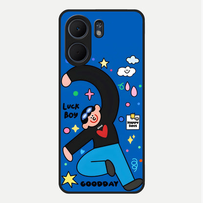  Happy Luck Vibe Glass Case For Oppo A5x 5G back cover – full design glossy printed glass finish