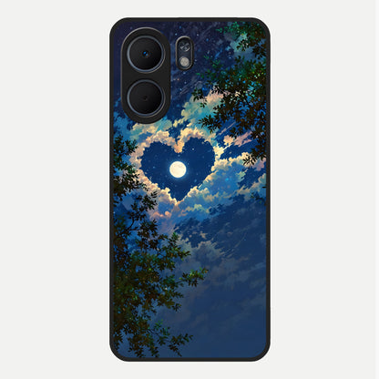  Heart With Moon Sky Glass Case For Oppo A5x 5G back cover – full design glossy printed glass finish