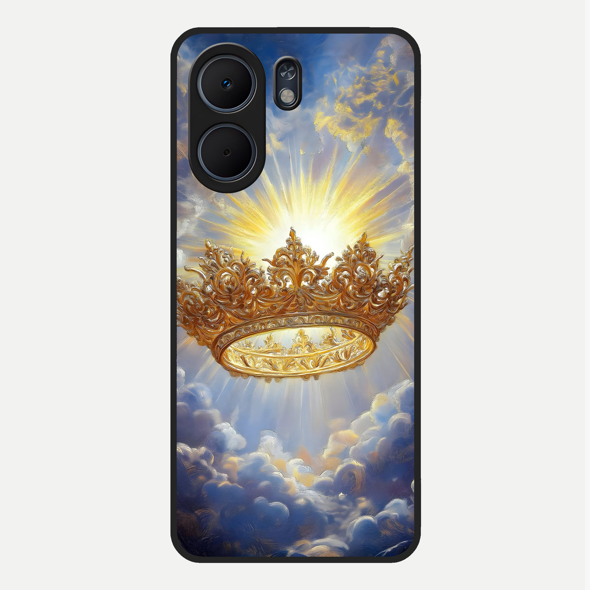  Heavenly Crown Light Glass Case For Oppo A5x 5G back cover – full design glossy printed glass finish