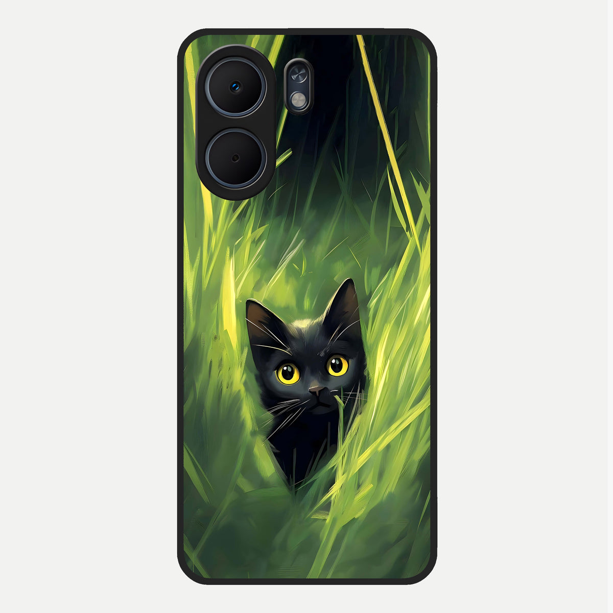  Hidden Cat Whisper Glass Case For Oppo A5x 5G back cover – full design glossy printed glass finish