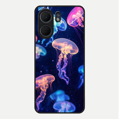  Jellyfish Pattern Glass Case For Oppo A5x 5G back cover – full design glossy printed glass finish