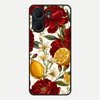 Lemon Rose Charm Glass Case For Oppo A5x 5G back cover – full design glossy printed glass finish