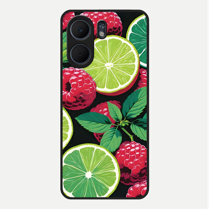 Lime and Raspberry Pattern Glass Case For Oppo A5x 5G back cover – full design glossy printed glass finish