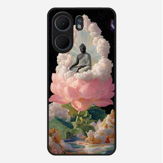  Lotus Divine Peace Glass Case For Oppo A5x 5G back cover – full design glossy printed glass finish