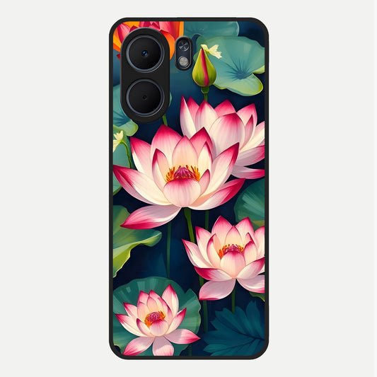  Lotus Dream Serenity Glass Case For Oppo A5x 5G back cover – full design glossy printed glass finish