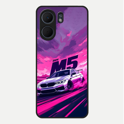  MS Neon Car Glass Case For Oppo A5x 5G back cover – full design glossy printed glass finish