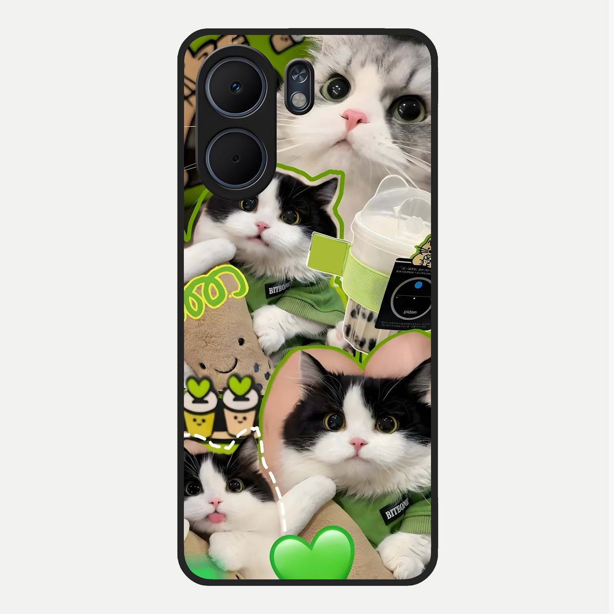  Matcha Cats Mood Glass Case For Oppo A5x 5G back cover – full design glossy printed glass finish
