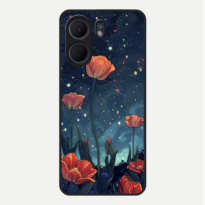 Midnight Tulip Glow Glass Case For Oppo A5x 5G back cover – full design glossy printed glass finish