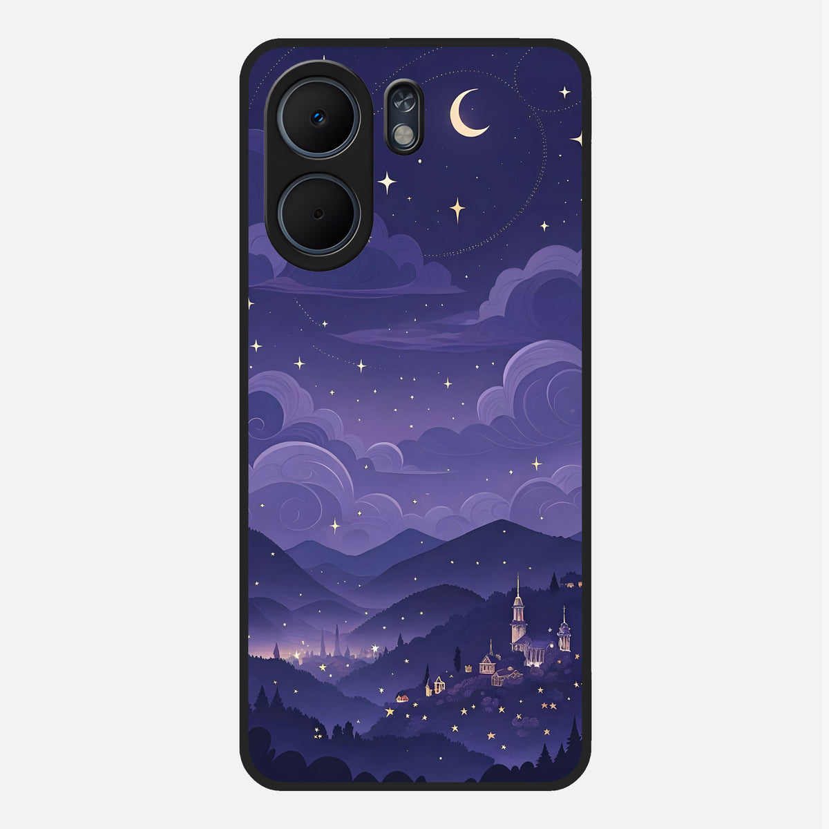  Minimal Night View Glass Case For Oppo A5x 5G back cover – full design glossy printed glass finish
