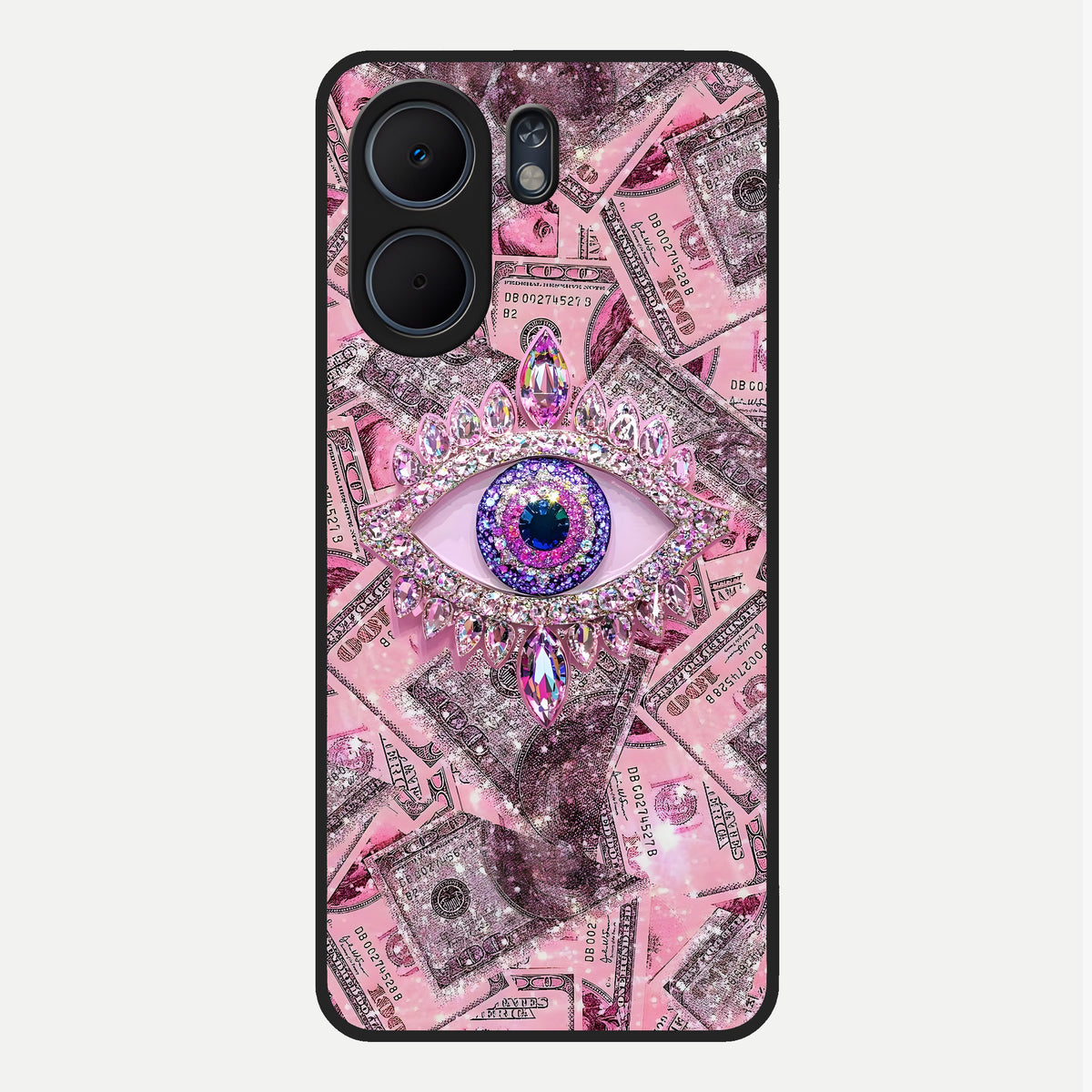  Money Eye Luxe Glass Case For Oppo A5x 5G back cover – full design glossy printed glass finish