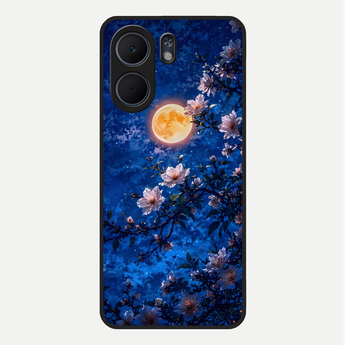  Moonlit Blossoms Night Glass Case For Oppo A5x 5G back cover – full design glossy printed glass finish