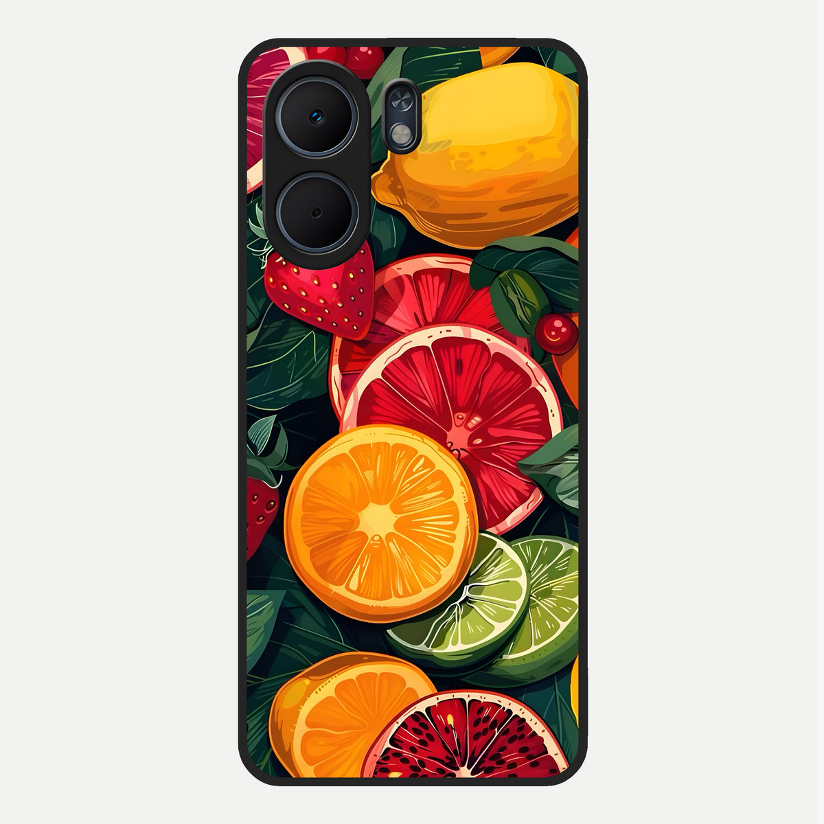  Multiple Fruits Glass Case For Oppo A5x 5G back cover – full design glossy printed glass finish