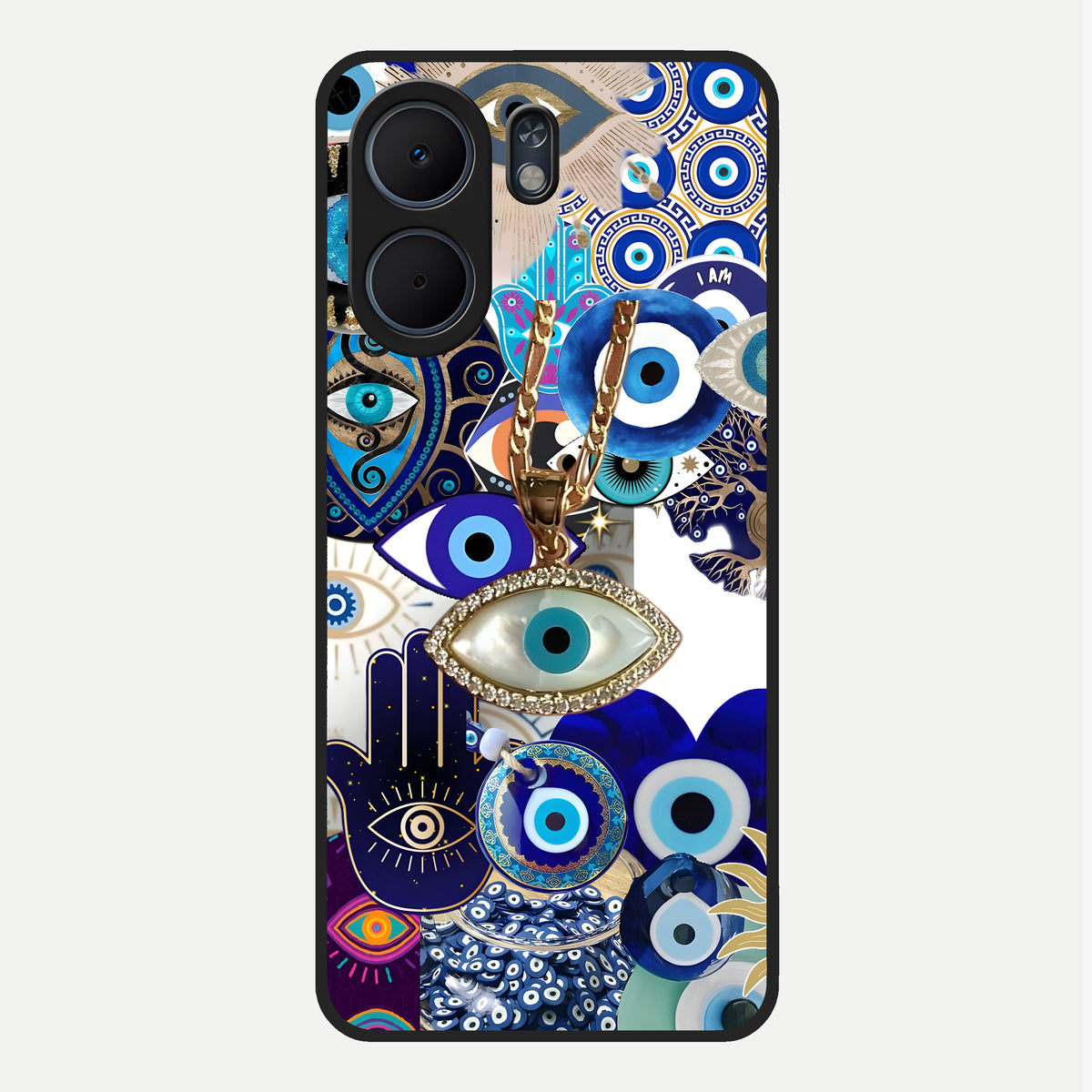  Mystic Charm Eye Glass Case For Oppo A5x 5G back cover – full design glossy printed glass finish