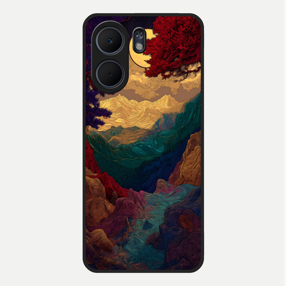  Mystic Valley Light Glass Case For Oppo A5x 5G back cover – full design glossy printed glass finish