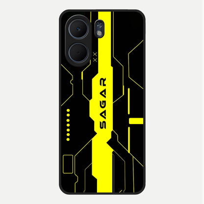  Neon CYBERPUNK Custom Name Glass Case For Oppo A5x 5G back cover – full design glossy printed glass finish