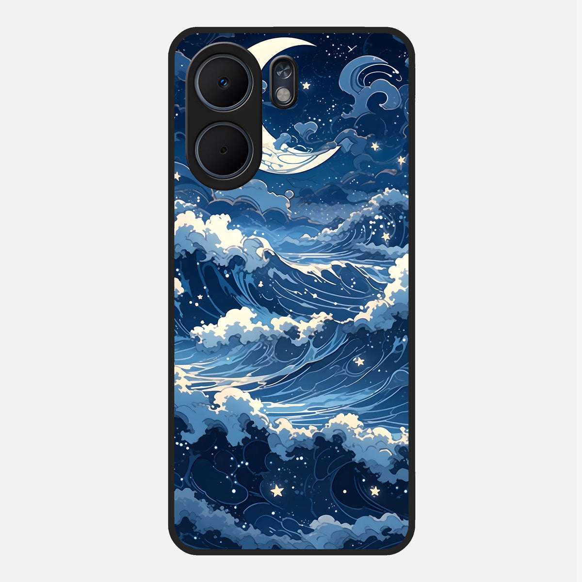  Ocean Moon Waves Glass Case For Oppo A5x 5G back cover – full design glossy printed glass finish