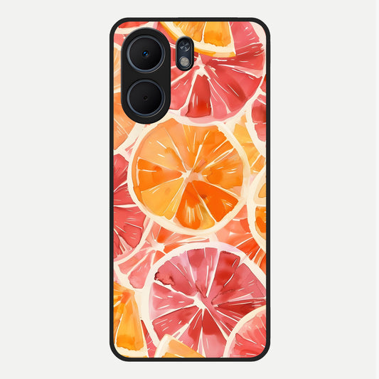  Orange Fruits Pattern Glass Case For Oppo A5x 5G back cover – full design glossy printed glass finish