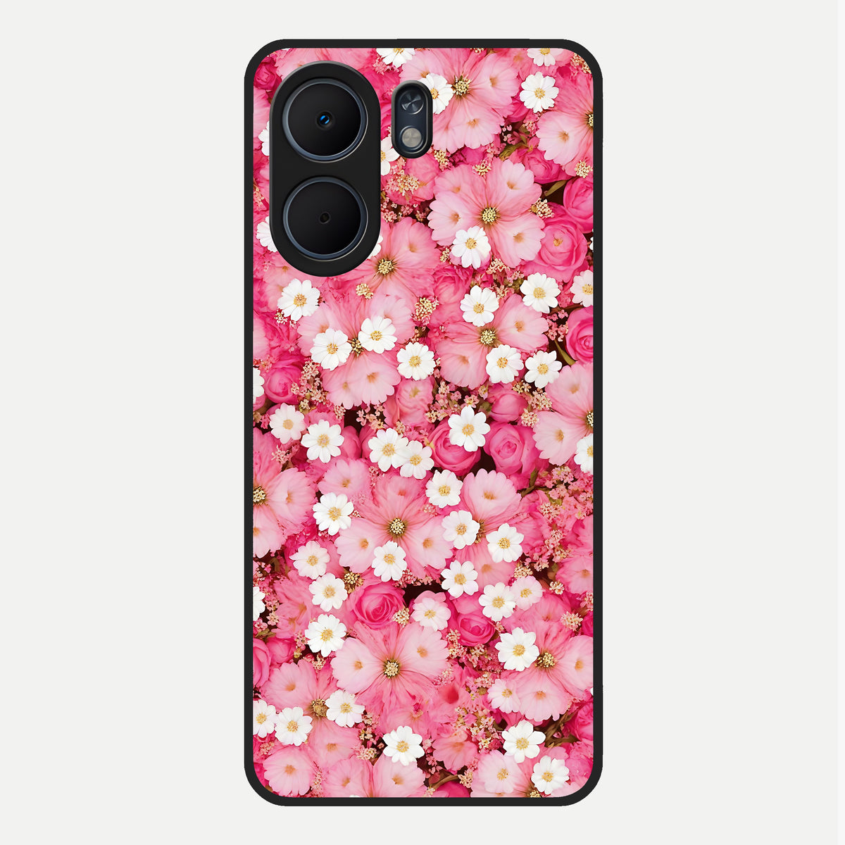  Pink Daisy Bliss Glass Case For Oppo A5x 5G back cover – full design glossy printed glass finish