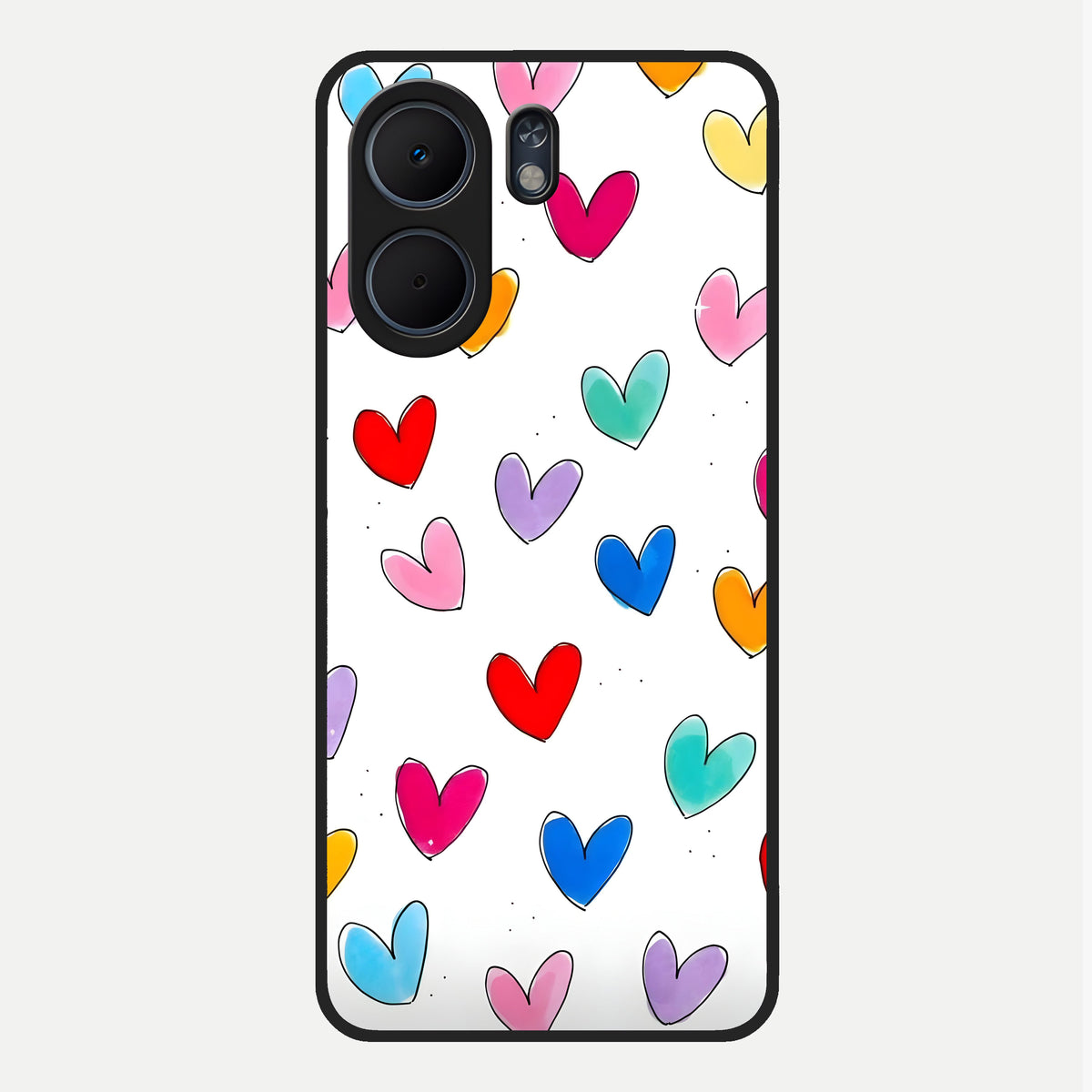  Playful Love Doodles Glass Case For Oppo A5x 5G back cover – full design glossy printed glass finish