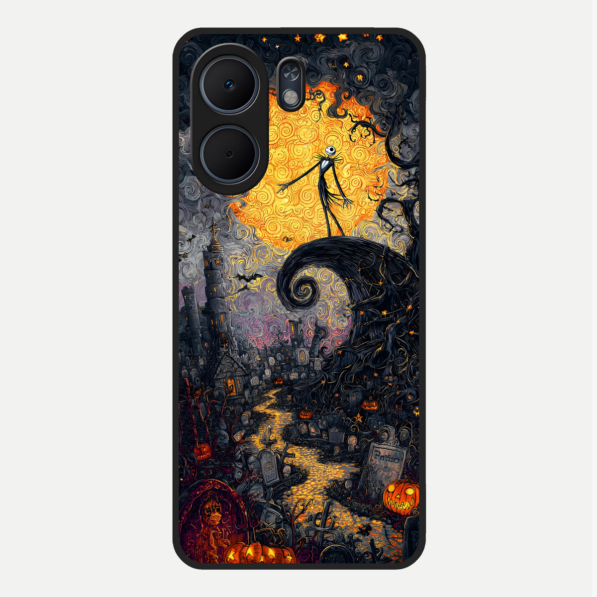 Pumpkin Moonlight Tale Glass Case For Oppo A5x 5G back cover – full design glossy printed glass finish