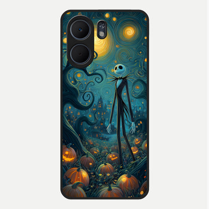  Pumpkin Moon Night Glass Case For Oppo A5x 5G back cover – full design glossy printed glass finish
