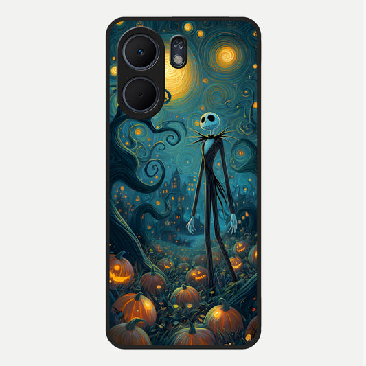  Pumpkin Moon Night Glass Case For Oppo A5x 5G back cover – full design glossy printed glass finish