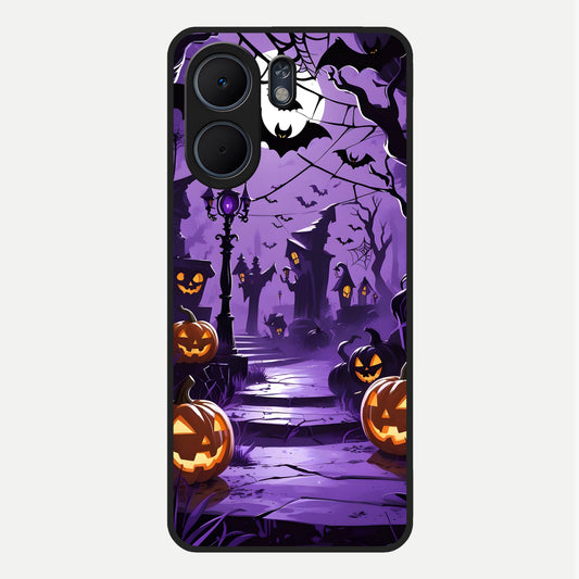  Pumpkin Patch Halloween Glass Case For Oppo A5x 5G back cover – full design glossy printed glass finish