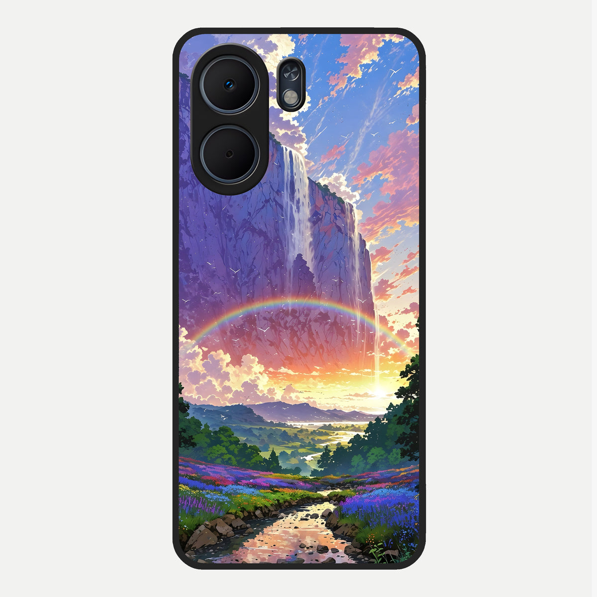  Rainbow Valley Dream Glass Case For Oppo A5x 5G back cover – full design glossy printed glass finish