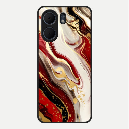  Red And White Marble Glass Case For Oppo A5x 5G back cover – full design glossy printed glass finish